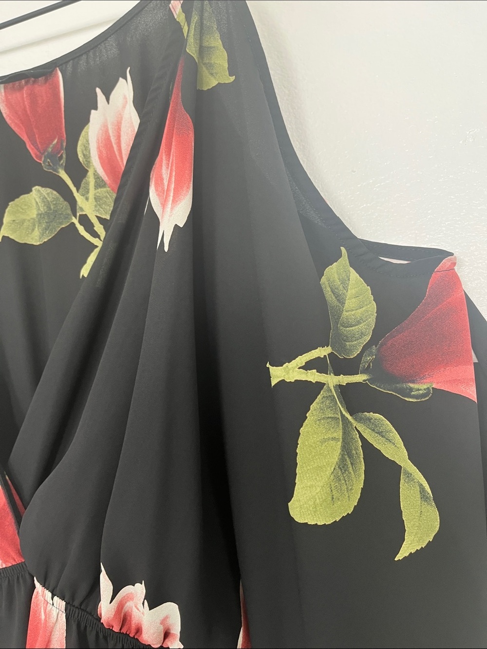 Audrey 3+1 Black Floral Cold-Shoulder Romper - Picture 4 of 6